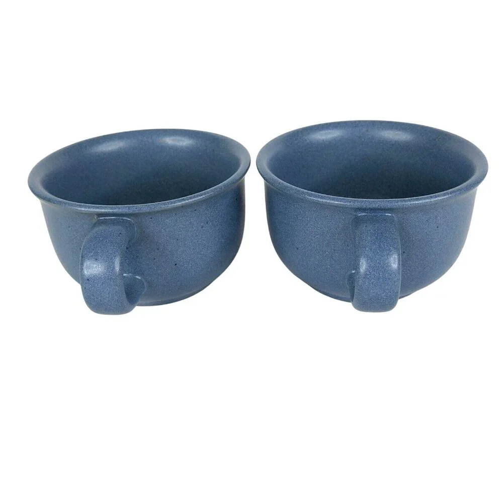 2 Dansk Mesa Sky Blue Cups and Saucers Japan Stoneware Pottery Set‎